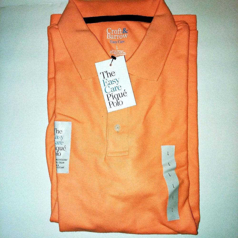 Croft & Barrow Easy Care Pique Polo Lt Orange NWT